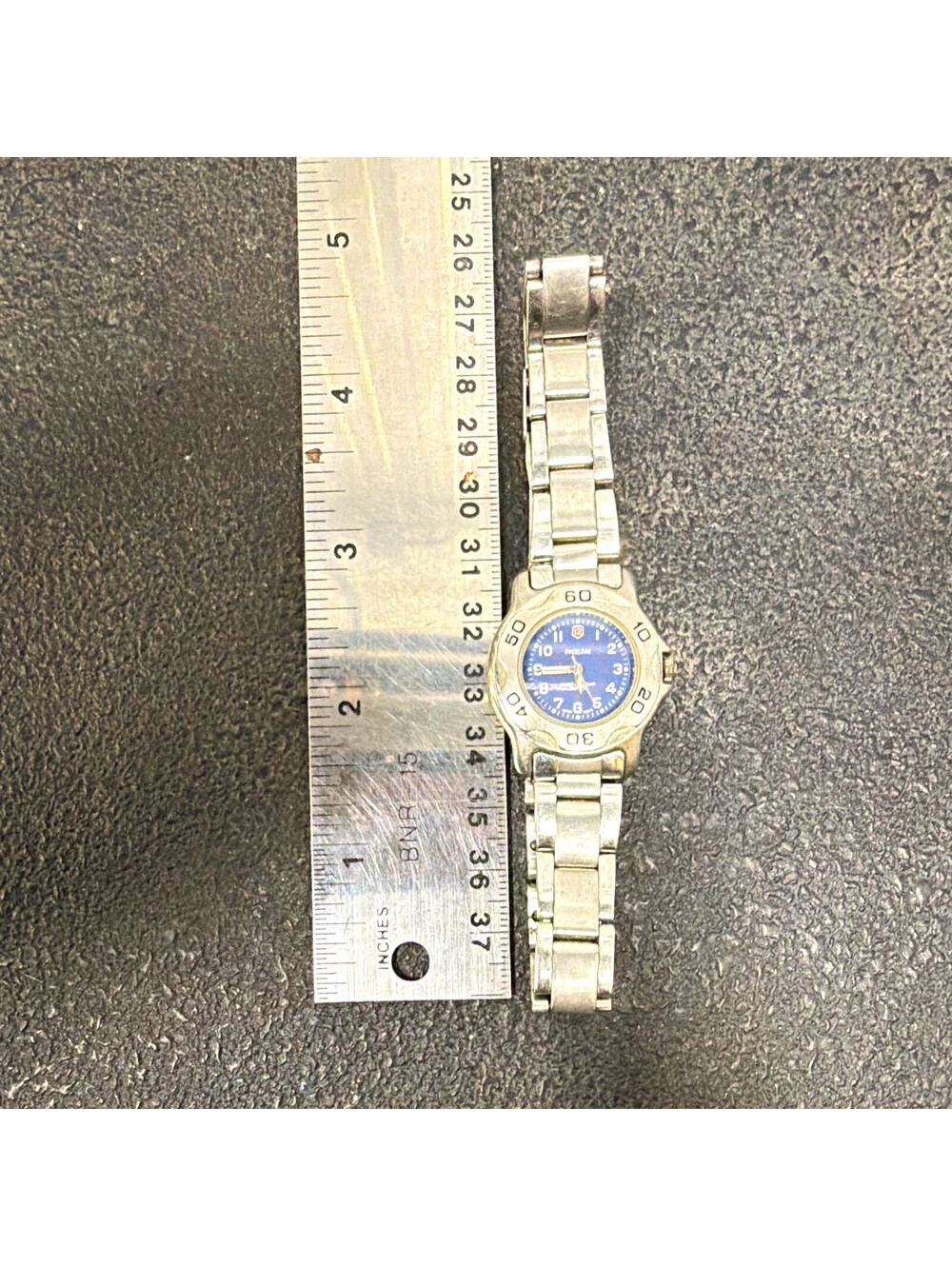 Vintage 1990s Overload Accutime 1731 Watch Blue Dial Japan Movt Y2K Stainless